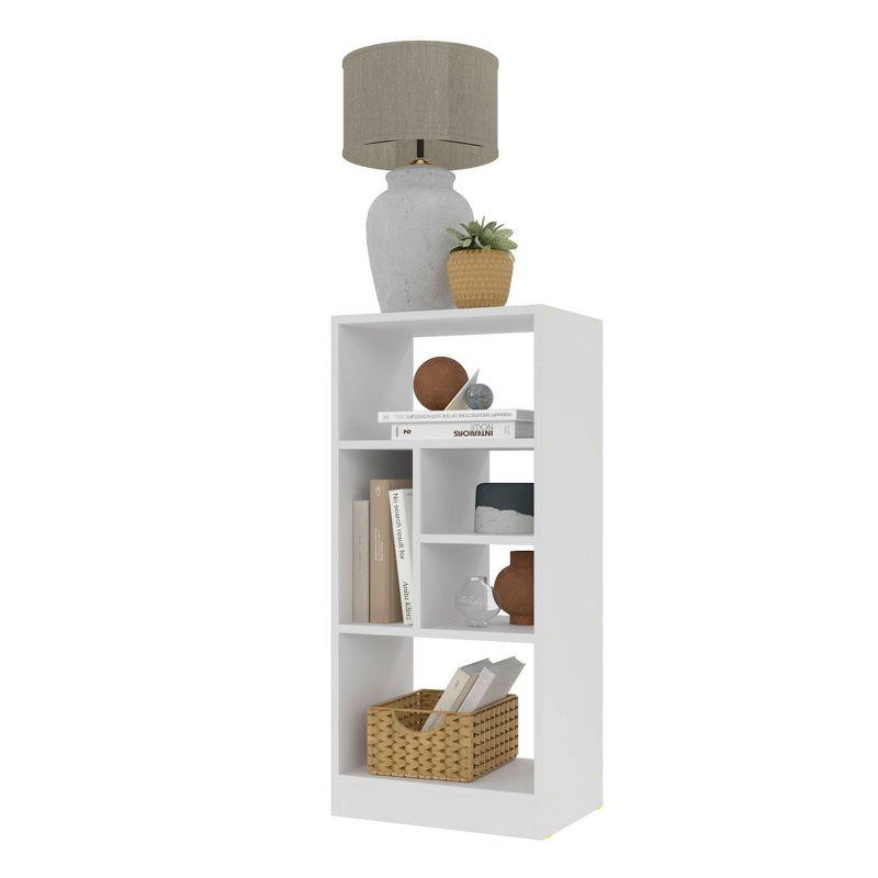 35.43" Valenca 5 Shelf Bookcase White - Manhattan Comfort: Particle Board Open Back, Fixed Shelves Storage