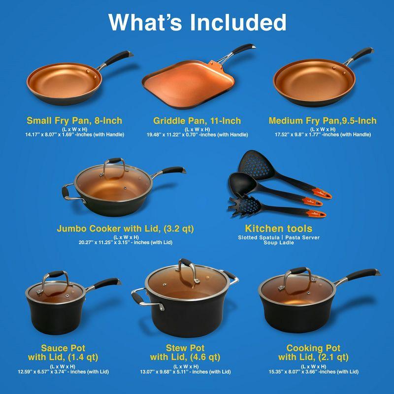 NutriChef 14 - Piece Non-Stick Aluminum Cookware Set