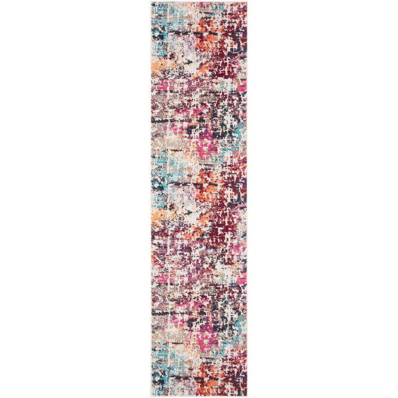 Madison Red Light Blue Classic Distressed Area Rug - 2' 2" x 6'