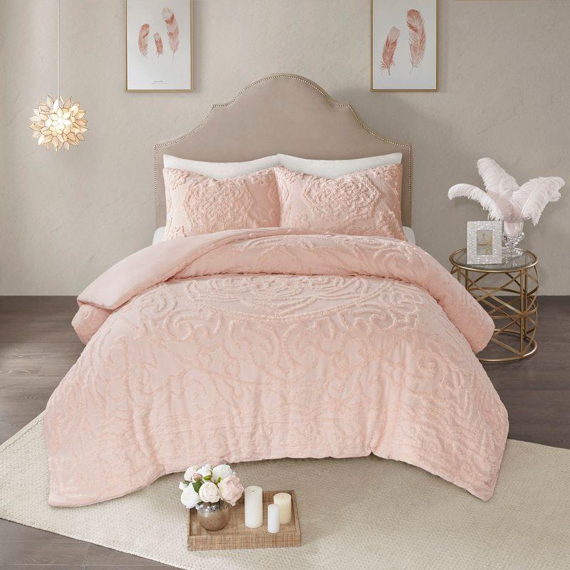 Madison Park Laetitia Tufted Chenille Cotton 3 Piece Medallion Duvet Cover Set