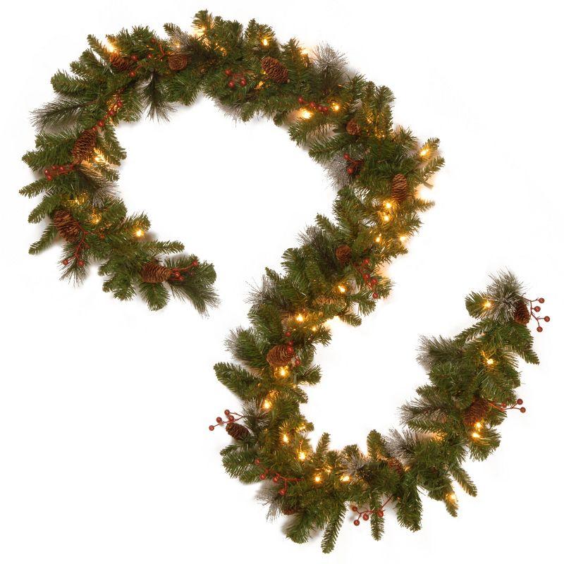 The Holiday Aisle® 9ft. Crestwood Spruce Garland with Battery Operated Lights