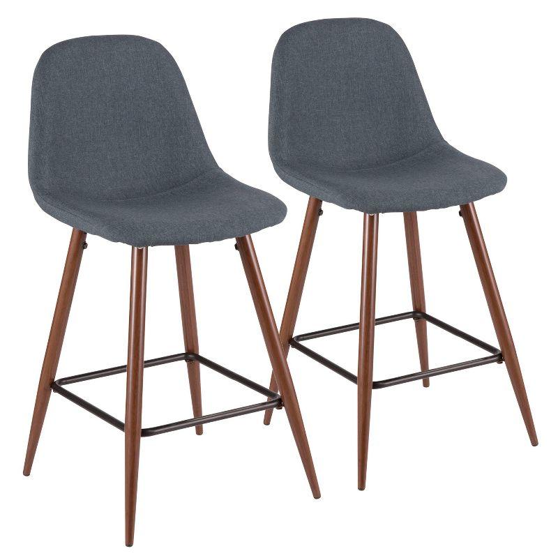 Set of 2 Pebble Mid-Century Modern Counter Height Barstools - LumiSource