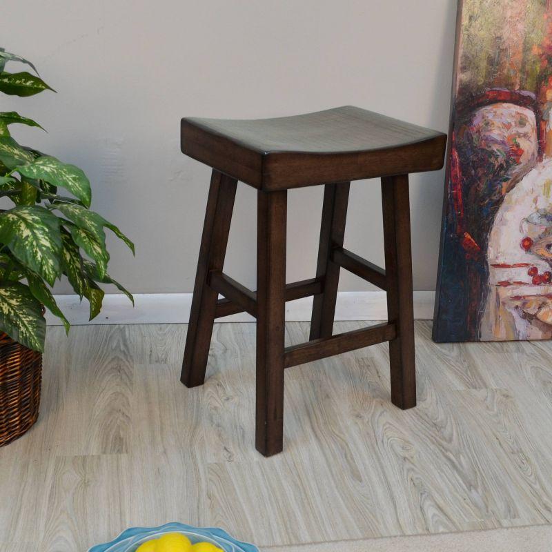 Espresso Solid Wood 28" Saddle Style Backless Counter Stool