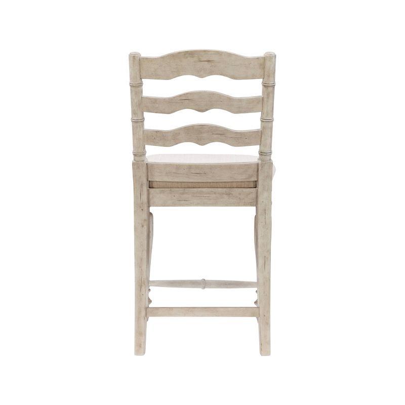 24" Marino Padded Seat Counter Height Barstool Upholstered Seat and Back White - Linon: Rubberwood Frame, Foam Fill, Ladder-Back Design