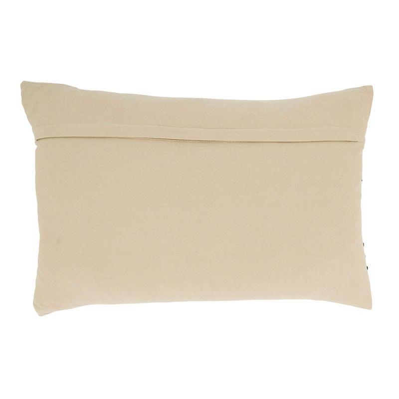 Saro Lifestyle Sleek Dash and Stripe Poly Filled Throw Pillow, Beige, 16"x24"