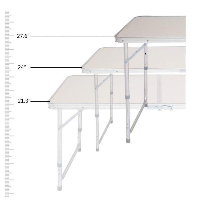 MPM Folding Table 4FT Portable Lightweight Aluminum Camping Table, Adjustable Height, with Handle for Outdoor Indoor