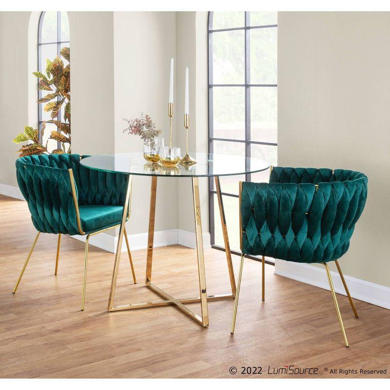 Green Velvet Barrel Accent Chair with Gold Metal Legs