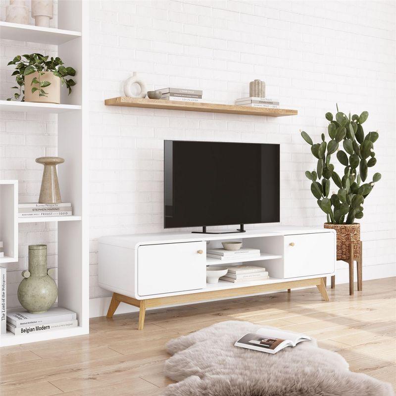 Ren Home Leva Scandinavian 2 Door Rounded TV Stand, White