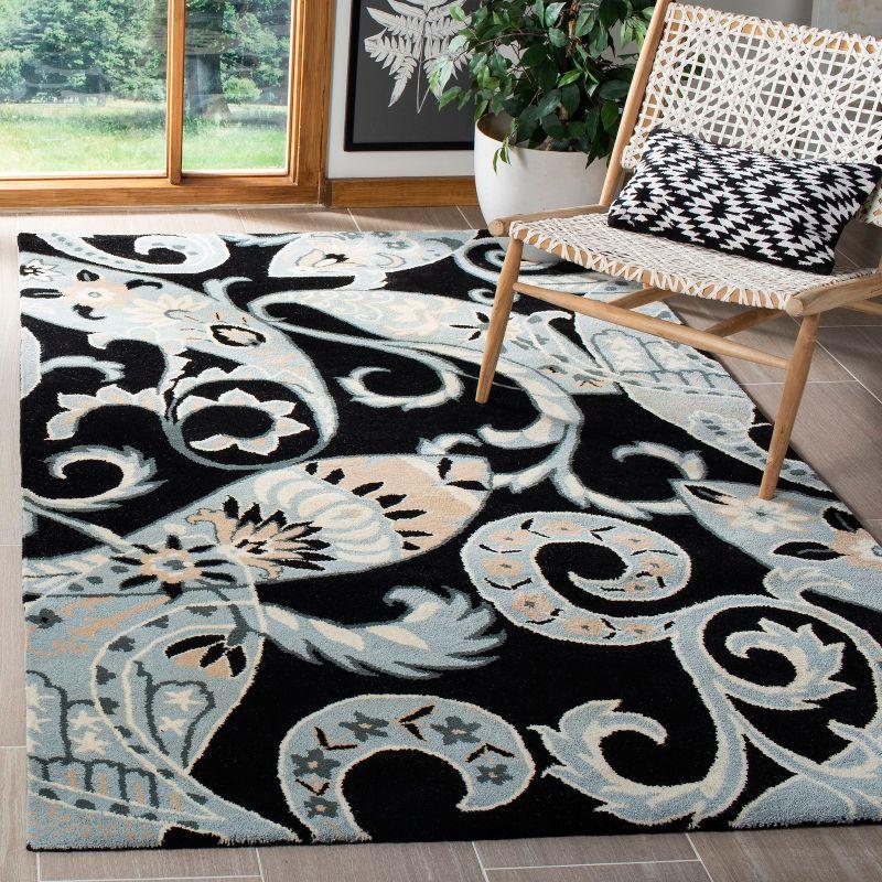 Hand-Tufted Black and Multicolor Wool Area Rug, 5' x 8'