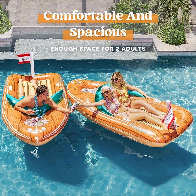 Joyfy Inflatable Pool Floats Raft with Reinforced Cooler, Funny Giant Boat Pool Float, Swimming Pool Party Beach Lake Pool Lounge Float for Family