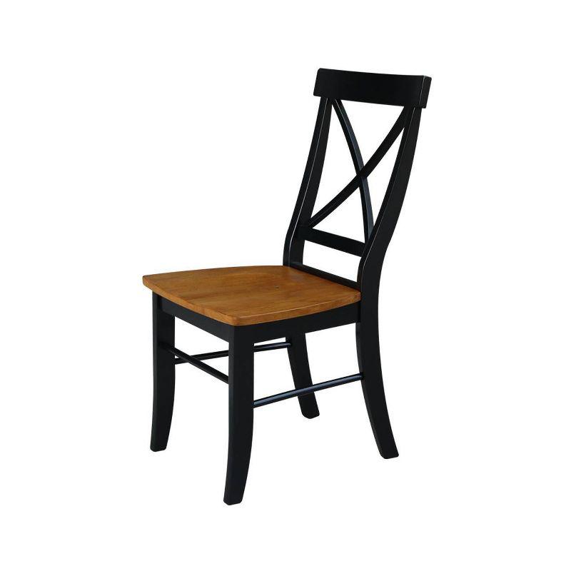 International Concepts Set of 2 X Back Chairs with Solid Wood Seats Black/Cherry Red: Hardwood Frame, Mid-Century Style