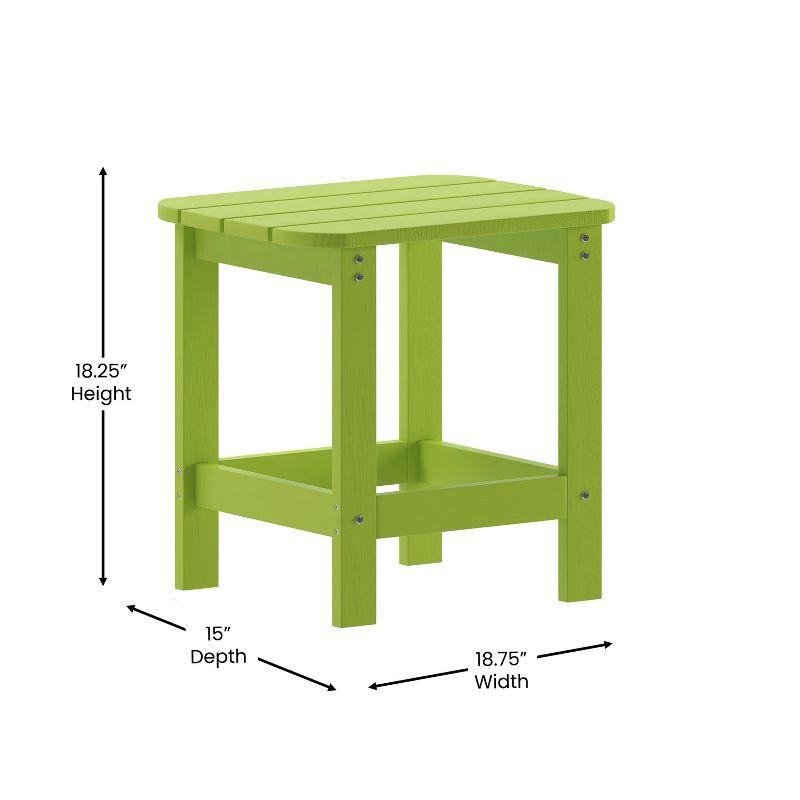Flash Furniture Charlestown Tiered Commercial Poly Resin Adirondack Side Table - Lime Green - All-Weather - Indoor/Outdoor
