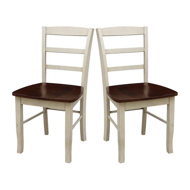 Set of 2 Madrid Ladderback Chairs Antiqued Almond/Espresso - International Concepts: Solid Wood, Unupholstered, Spot Clean