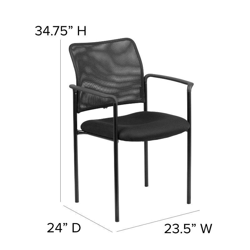 Black Mesh Stackable Steel Visitor Chair with Arms