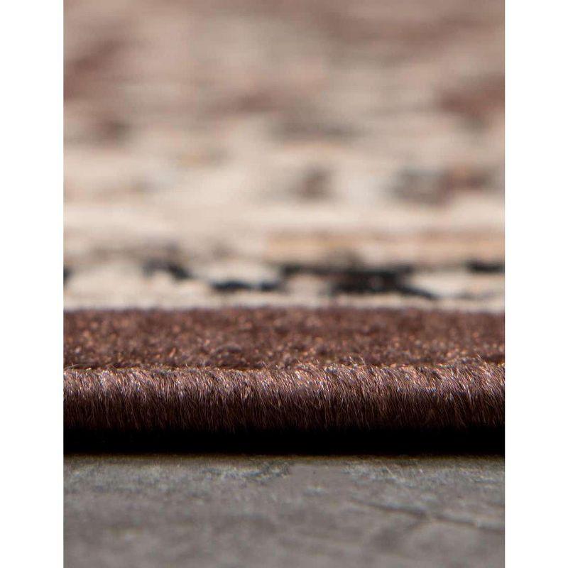 Easy-Care Reversible Brown/Ivory Synthetic 6' x 9' Rug