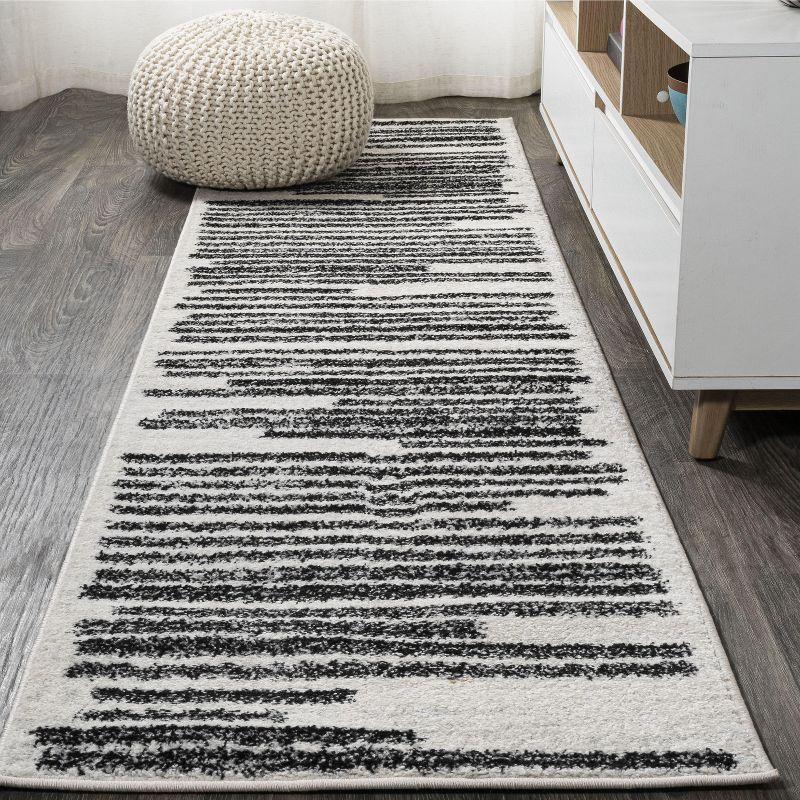 2'x8' Khalil Modern Berber Stripe Runner Rug, Cream - JONATHAN Y