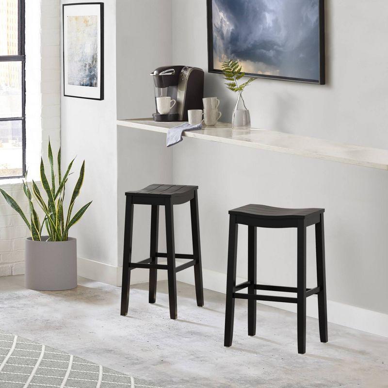 30" Fiddler Wood Backless Counter Height Barstool Black - Hillsdale Furniture: Saddle Seat, Matte Finish, Farmhouse Style