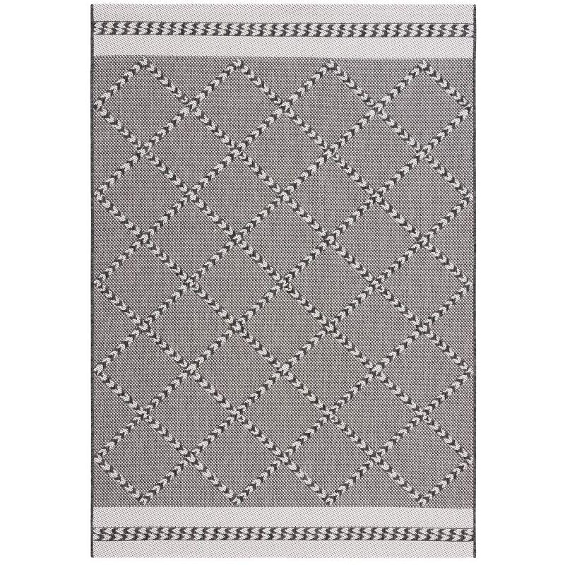 Gray and Ivory Rectangular Synthetic Outdoor Area Rug