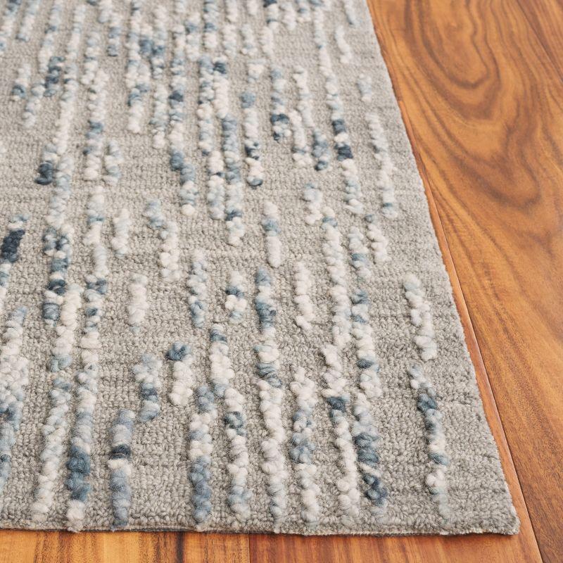 Blue and Gray Abstract Handmade Tufted Wool Rug, 4' x 6'