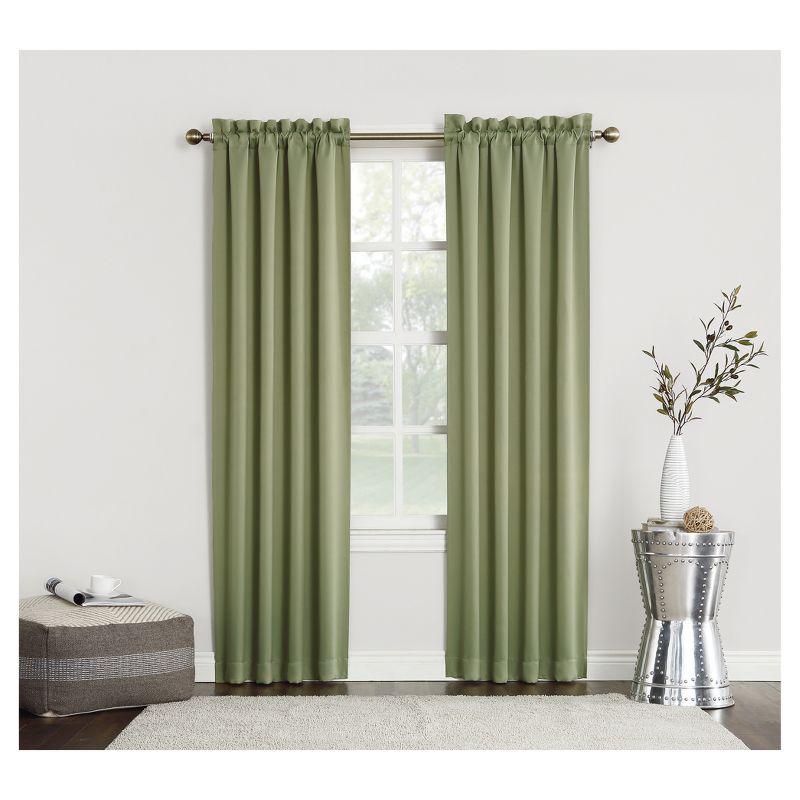 40"x95" Sun Zero Blackout Kenneth Energy Saving Rod Pocket Curtain Panel Sage Green: Noise Reduction, Energy Efficient