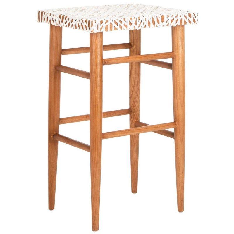 Kaleo Woven Leather Barstool  - Safavieh