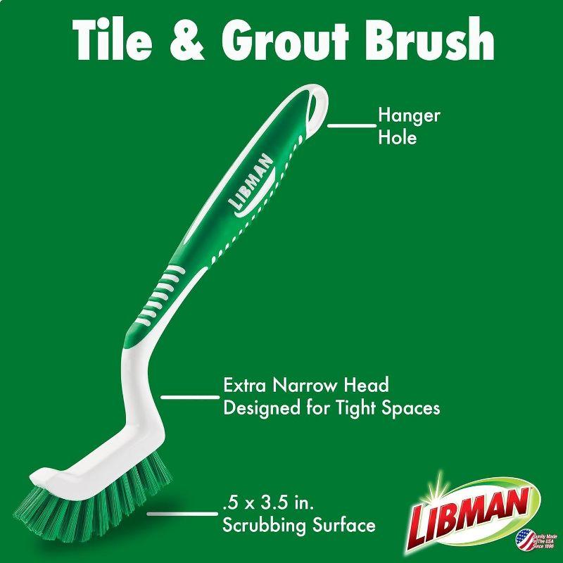 Libman Scrub Brush Kit | for Grout, Tile, Bathroom, Carpet, Kitchen, and Household Messes | Strong Fibers for Tough Cleaning