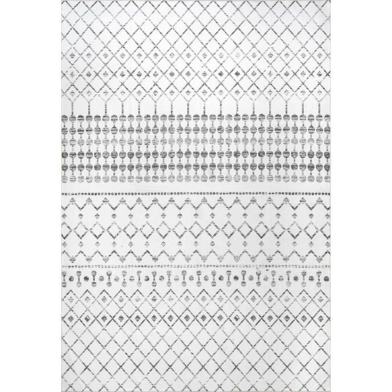 Eco-Friendly Gray Moroccan Blythe 5x8 ft Washable Area Rug