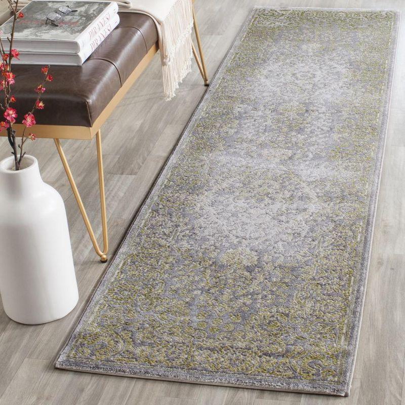 Safavieh Passion Gray and Green Hand-Knotted Runner Rug