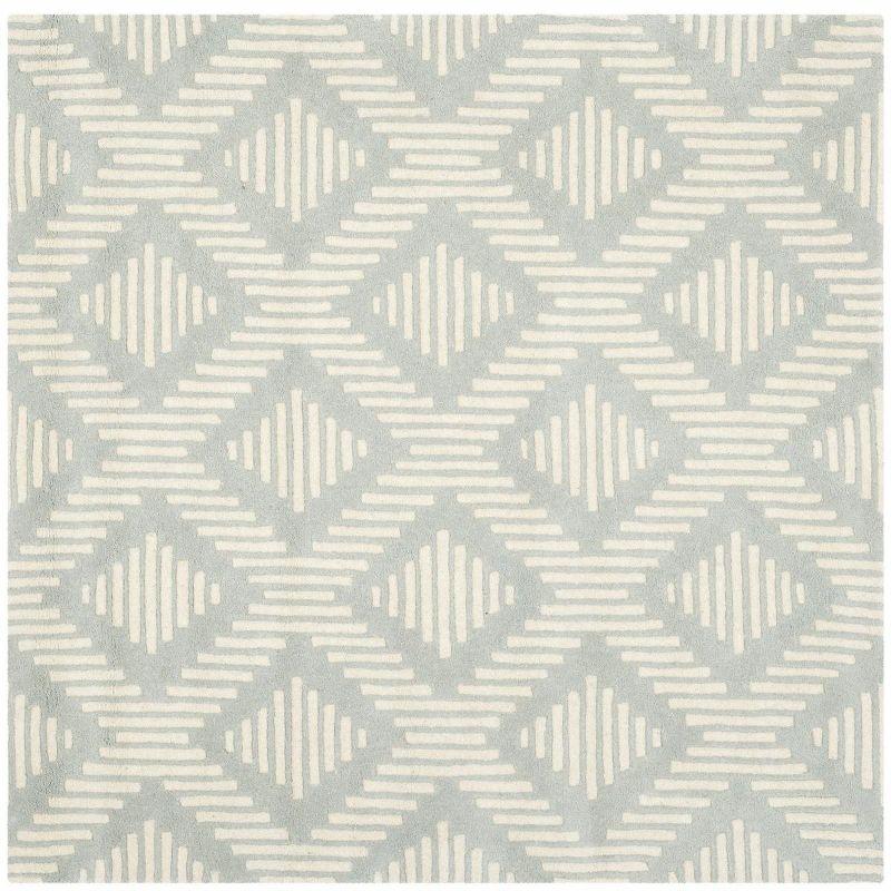 Hand-Tufted Woolen Non-Slip 5' Square Gray Area Rug