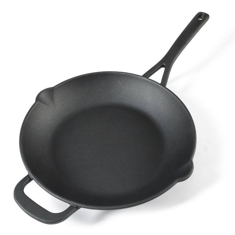 Martha Stewart 12" Pre Seasoned Cast Iron Skillet: Oven & Broiler-Safe, Smooth Surface Induction Compatible, Black