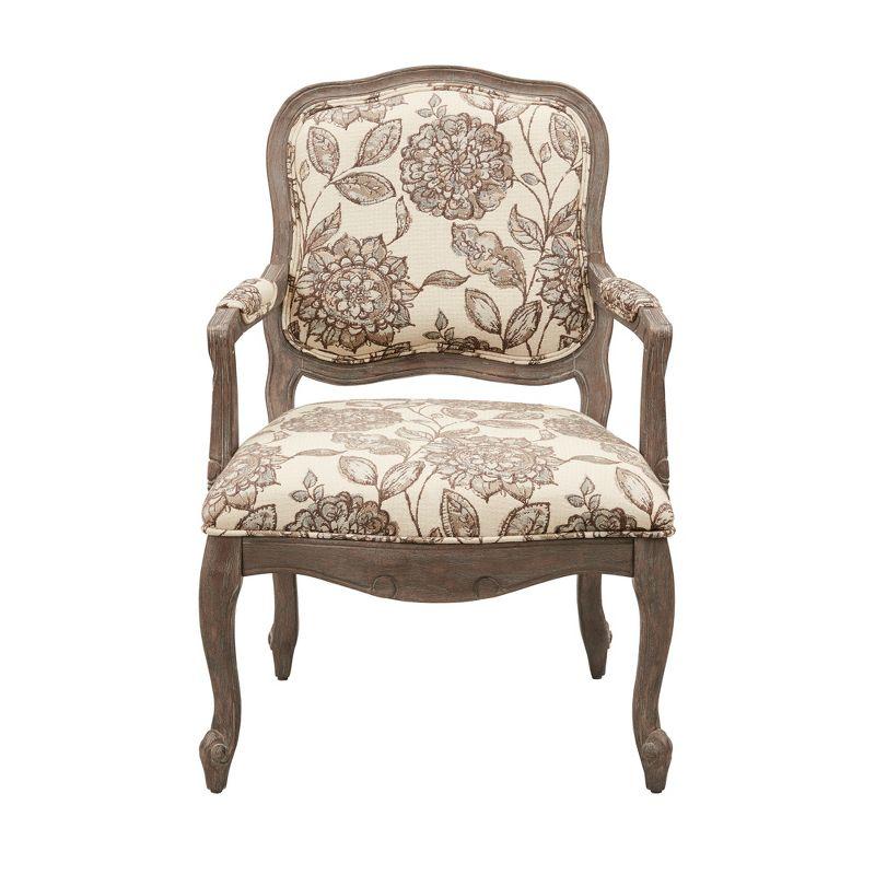 Sophie Gray Floral Handcrafted Wood Accent Chair