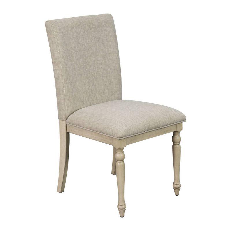 Set of 2 Gray Upholstered Parsons Dining Chairs with Turned Wood Legs