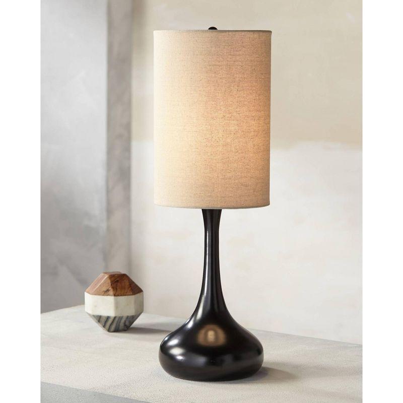 360 Lighting Droplet 24 1/2" High Mid Century Modern Table Lamp Brown Espresso Bronze Finish Metal Single Tan Cylinder Shade Living Room Bedroom