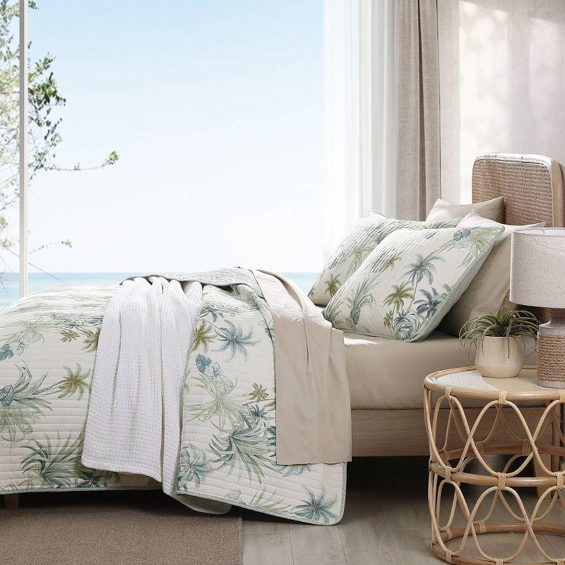 Tommy Bahama Serenity Palms Aqua Cotton Reversible Quilt