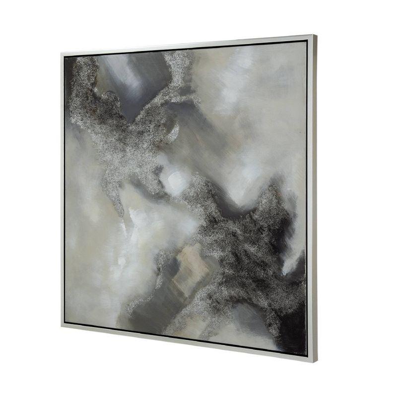 40"x40" Stormy Skies Hand Painted Wall Art with Silver Frame - A&B Home: Contemporary Art Deco, Abstract