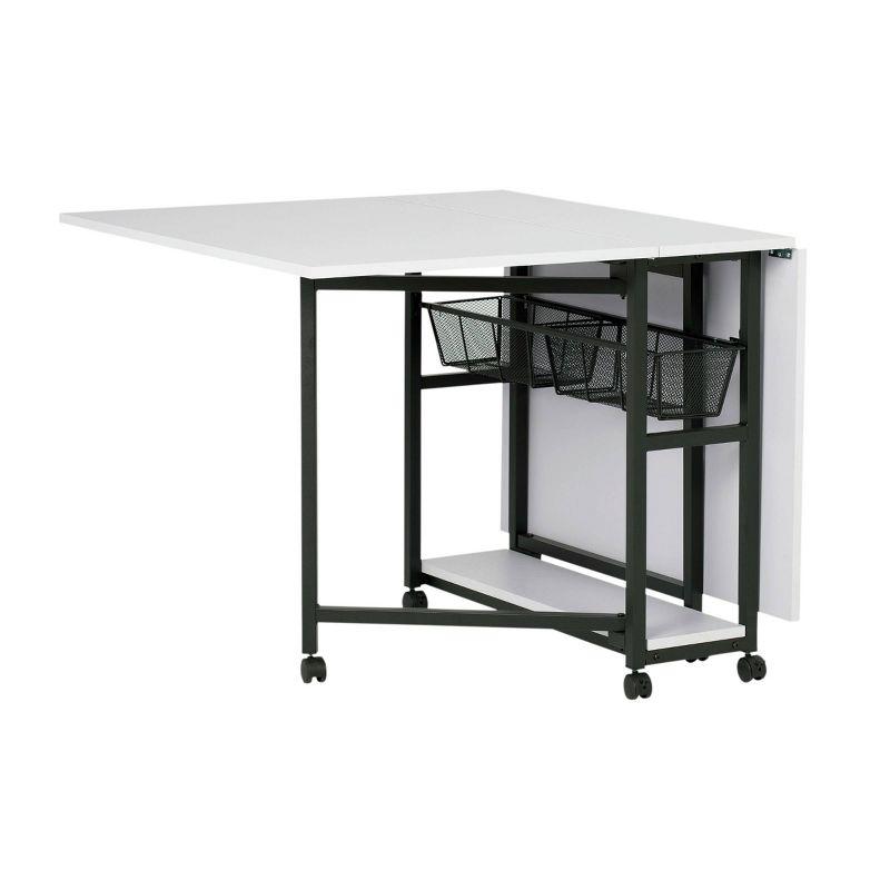 30&#34; Fixed Height Mobile Fabric Cutting Table with Storage Charcoal/White - Sew Ready