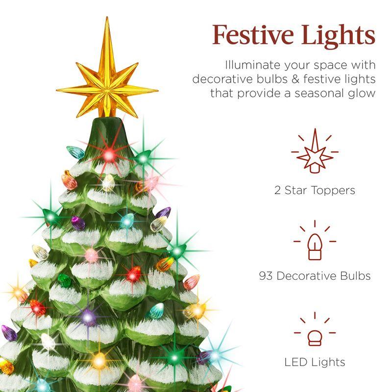 Best Choice Products 18in Ceramic Christmas Tree, Pre-lit Hand-Painted Holiday Decor w/ 93 Lights