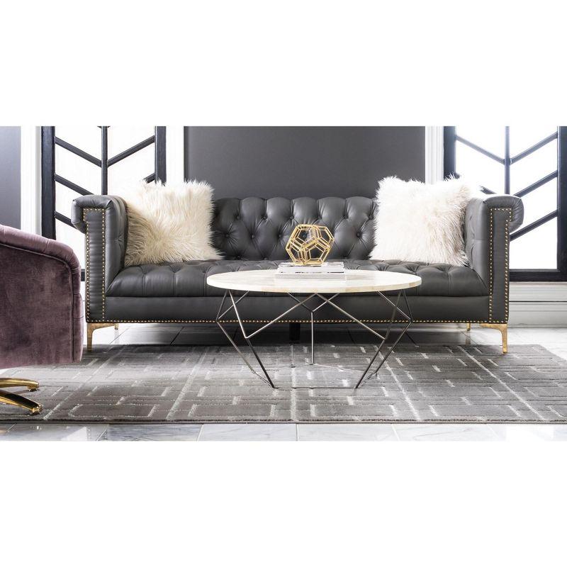 Glam Geometric Gray Silver Area Rug