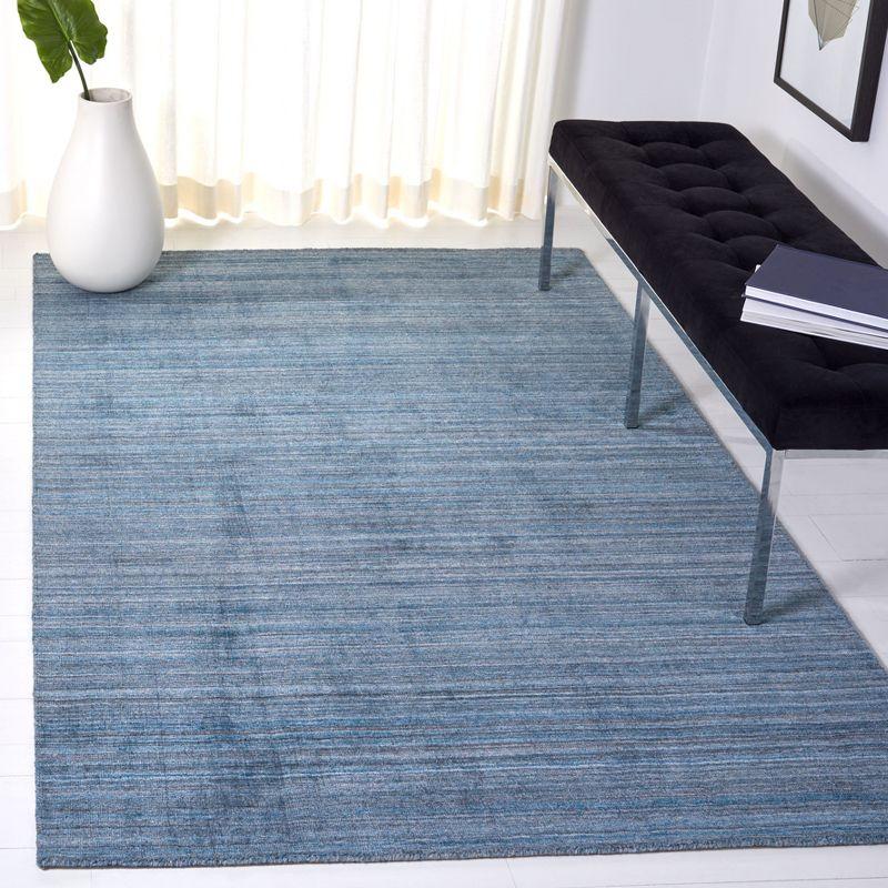 Teal Blue Hand-Knotted Wool Viscose Area Rug 4' x 6'