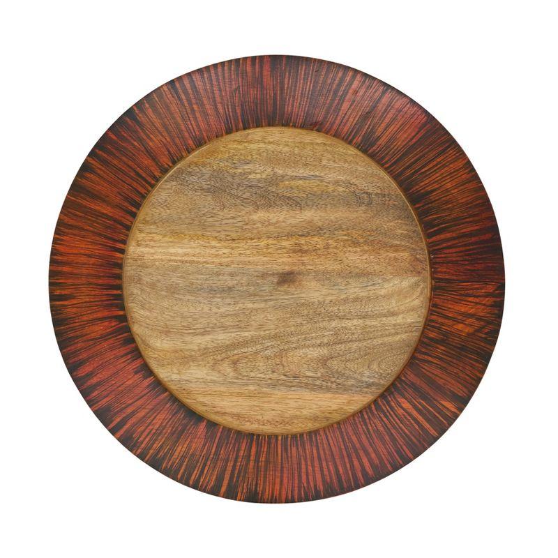 Earthy Wood Grain Round Mango Wood Charger Plates, Set of 4