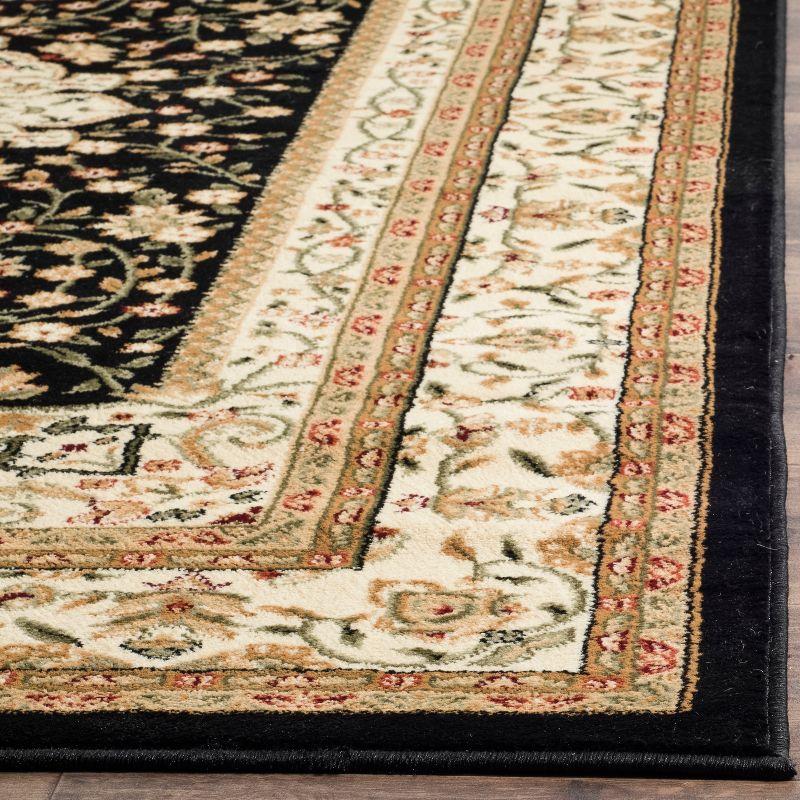 Elegant Lyndhurst 8' Square Black Ivory Traditional Area Rug