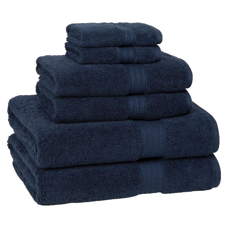 6pc Signature Solid Bath Towel Set Navy - Cassadecor: Cotton Dobby, Lightweight, OEKO-TEX Certified