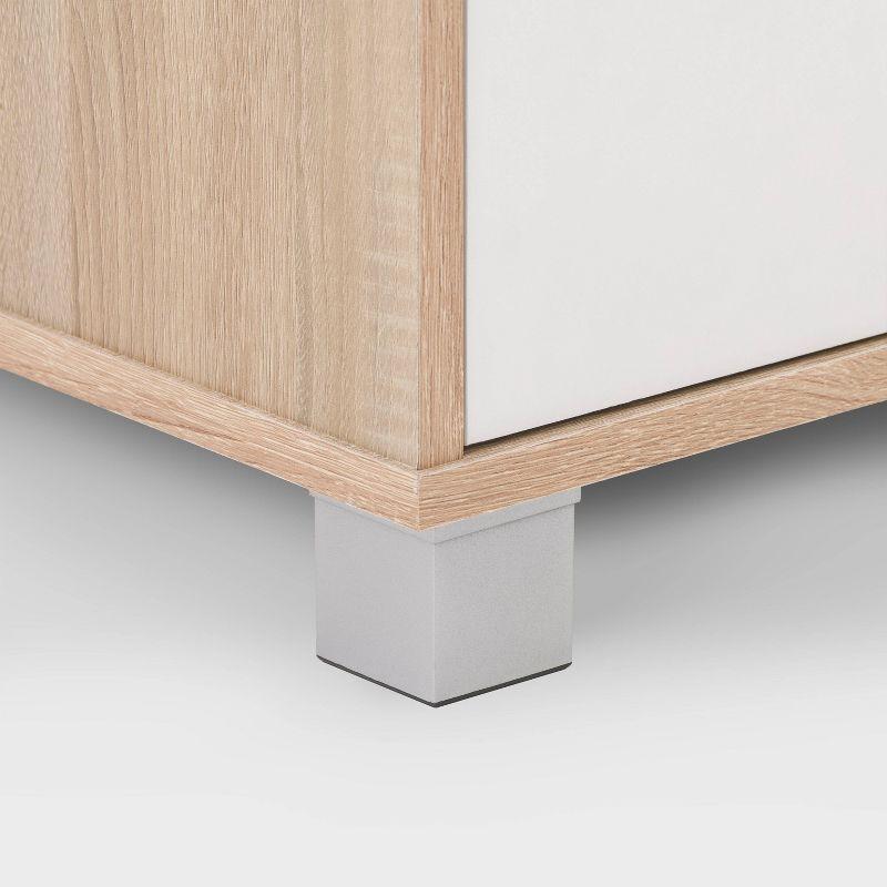 Hollywood TV Stand for TVs up to 85" with Doors Wood Grain White/Brown - CorLiving: Modern Media Console, Laminated MDF