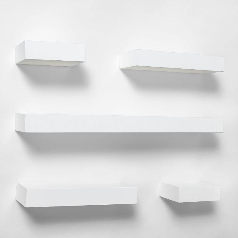 5pc Modern Wall Shelf Set White - Threshold™: MDF Composite, Open Design, Includes Mounting Hardware