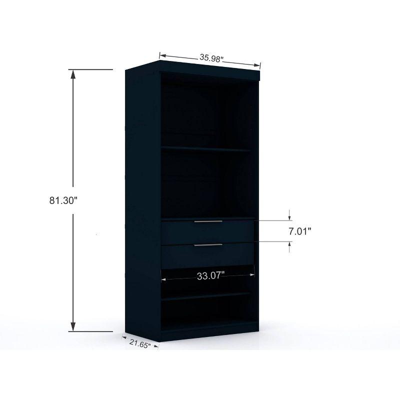 Tatiana Midnight Blue Contemporary Open Wardrobe with Drawers