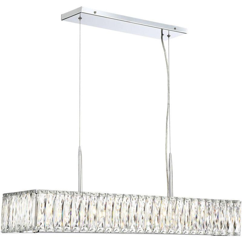 Possini Euro Design Sera Chrome Silver Linear Pendant Chandelier 33 1/2" Wide Modern Clear Crystal 5-Light Fixture for Dining Room Kitchen Island Home