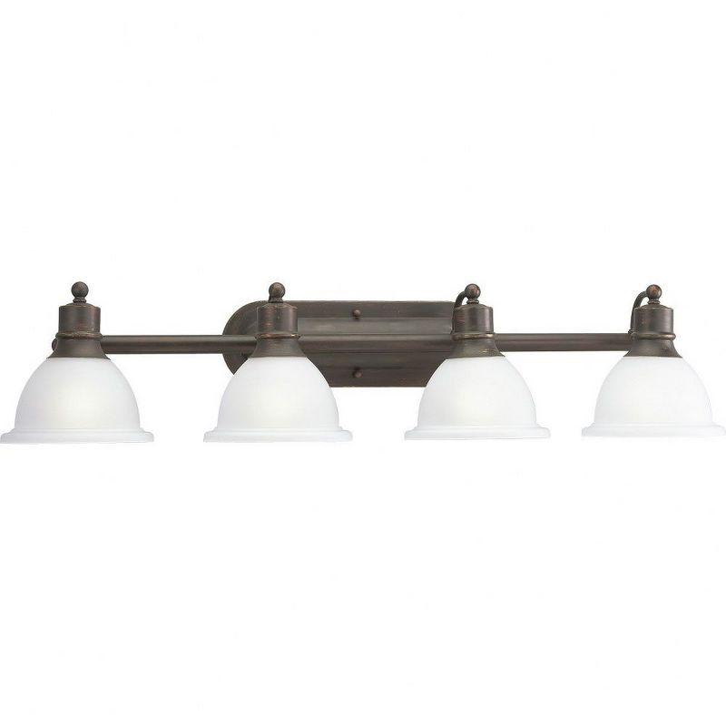 Progress Lighting Madison 4-Light Wall Bracket, Antique Bronze, White Etched Glass