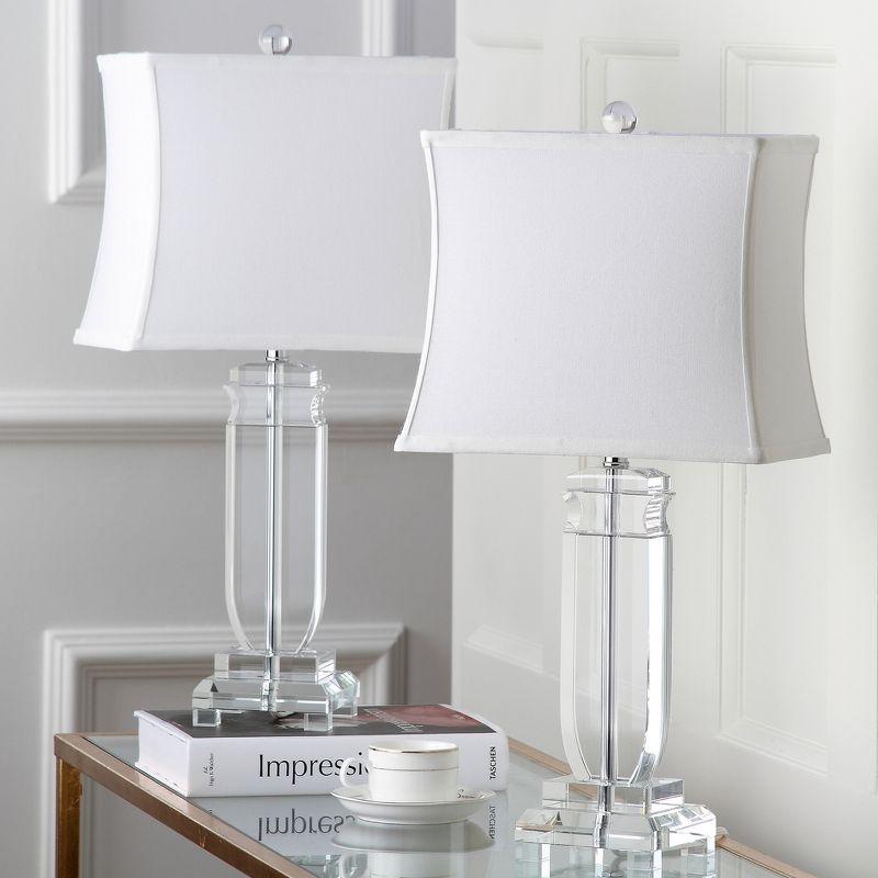 Olympia Crystal Table Lamp Set with White Linen Shades