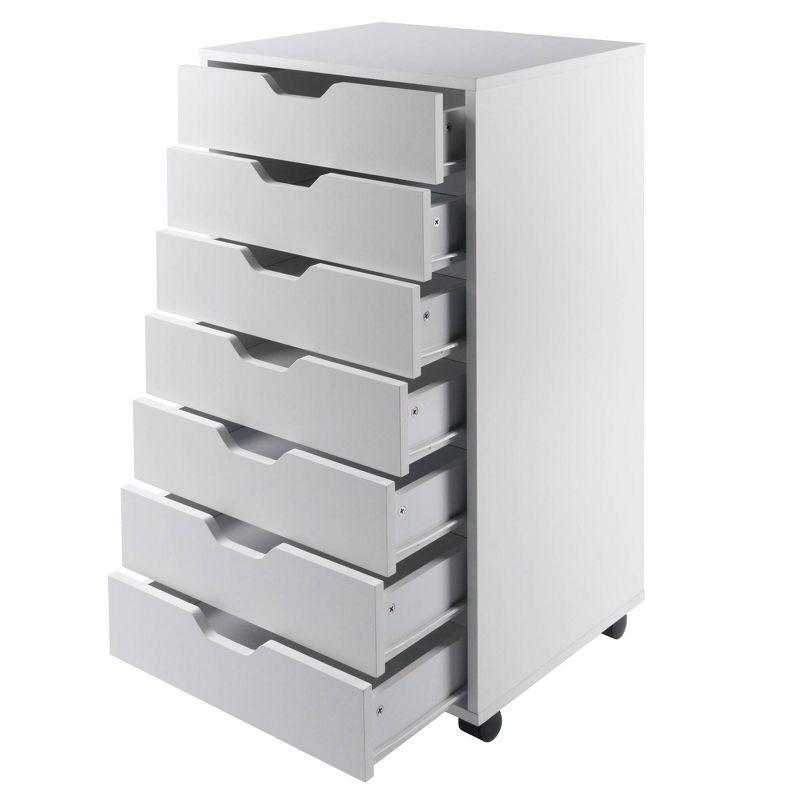 Winsome White Freestanding 7-Drawer Office Cabinet with Casters