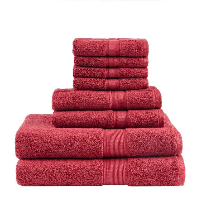 Oversized 8-Piece Red Cotton Towel Set